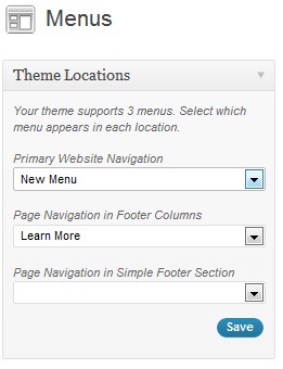 wordpress menu setup