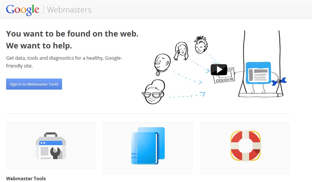 webmaster tools homepage