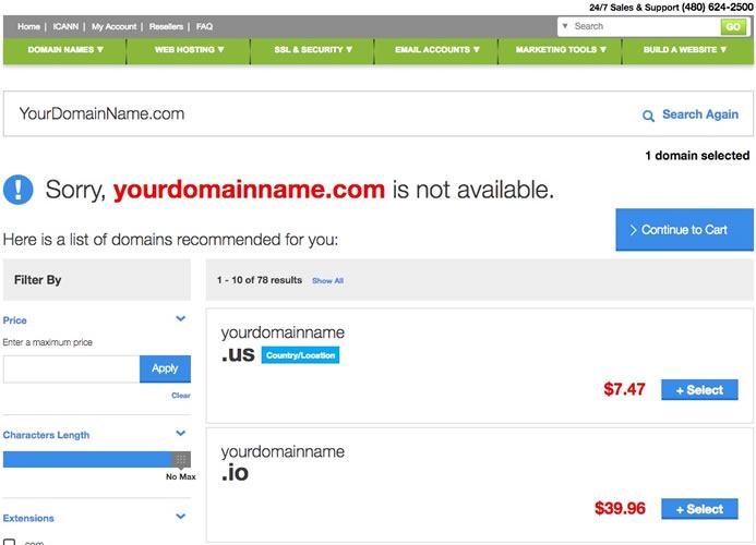 taken domain name