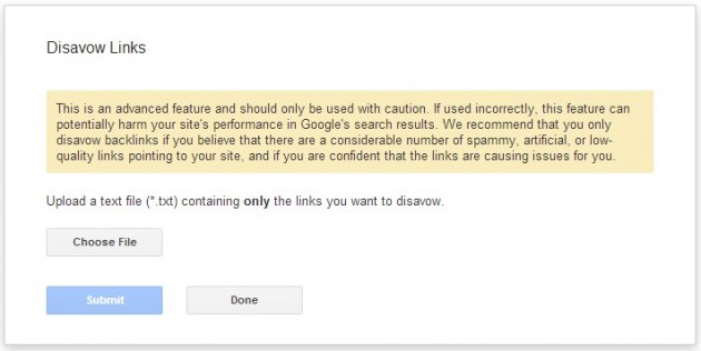 Google's free disavow links tool